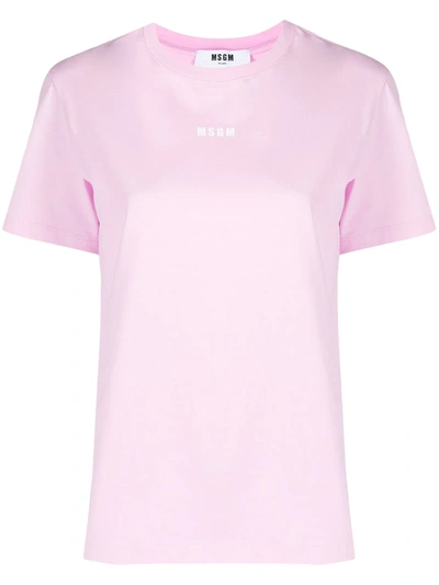 Shop Msgm Logo Print Short-sleeve T-shirt In Pink