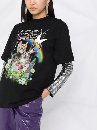 Msgm Graphic-print Logo T-shirt In Black