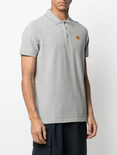 Shop Kenzo Tiger Patch Polo Shirt In Grey
