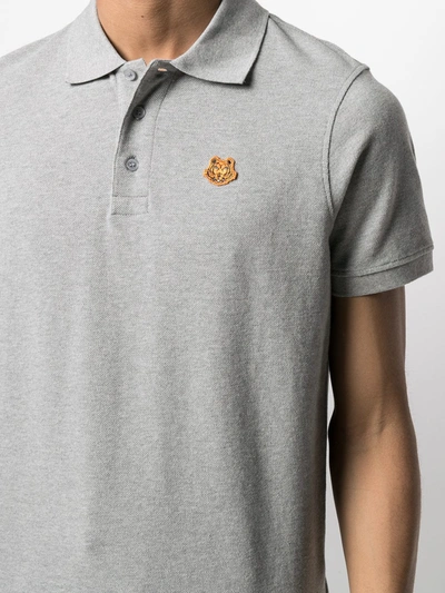 Shop Kenzo Tiger Patch Polo Shirt In Grey