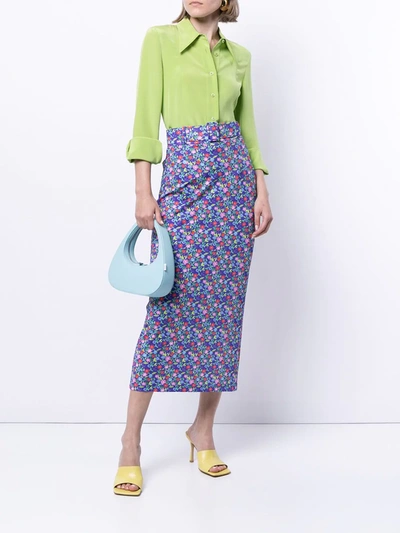 Shop Bernadette Floral Print Pencil Skirt In Purple