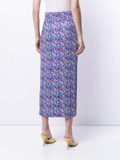 Shop Bernadette Floral Print Pencil Skirt In Purple