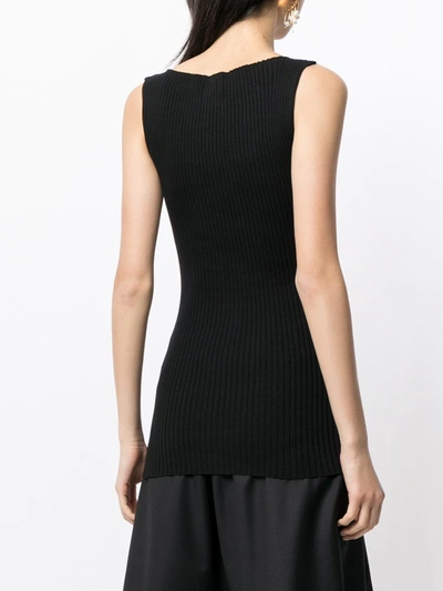 Shop Anna Quan Lena Ribbed-knit Top In Black