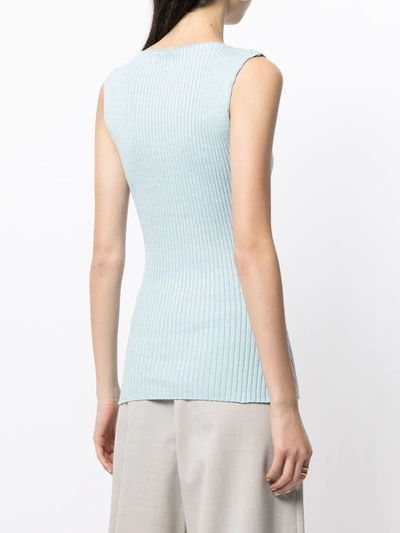 Shop Anna Quan Rib-knit Sleeveless Top In Blue