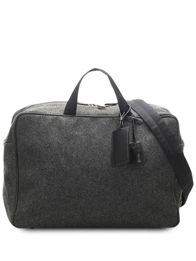 Pre-owned Prada Woven Travel Bag In Grey
