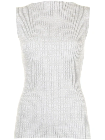 Shop Anna Quan Lena Ribbed-knit Tank Top In Grey