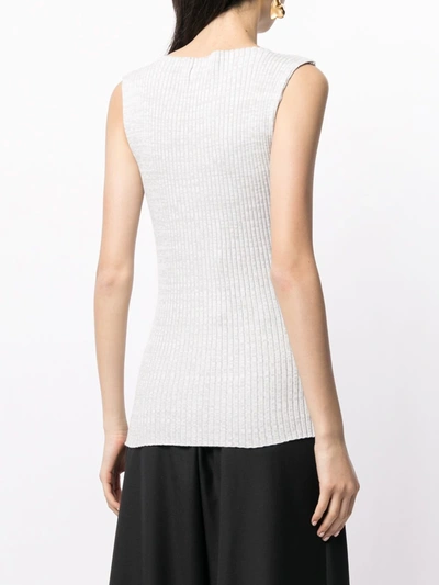 Shop Anna Quan Lena Ribbed-knit Tank Top In Grey
