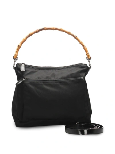 Pre-owned Gucci Bamboo Two-way Bag In Black