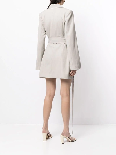 Shop Anna Quan Yulia Belted Blazer Dress In Grey