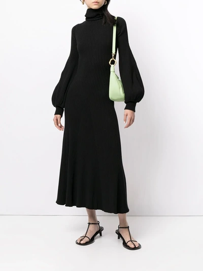 Shop Anna Quan Amalia Ribbed-knit Dress In Black