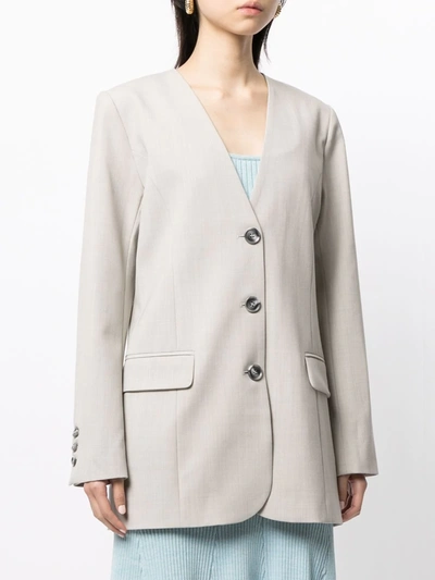 Shop Anna Quan Peyton Collarless Blazer In Grey