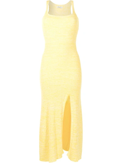 Shop Anna Quan Jana Ribbed-knit Midi Dress In Yellow