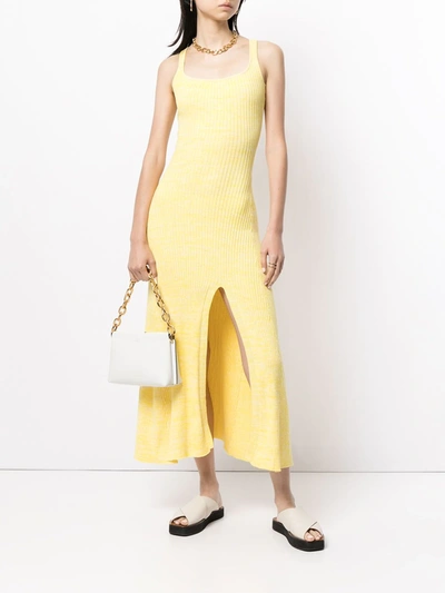 Shop Anna Quan Jana Ribbed-knit Midi Dress In Yellow