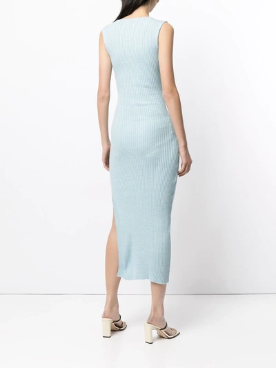 Shop Anna Quan Aleka Rib-knit Sleeveless Dress In Blue