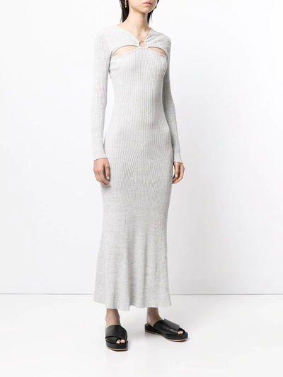 Shop Anna Quan Halle Ribbed-knit Dress In Grey