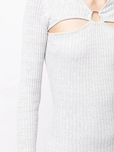 Shop Anna Quan Halle Ribbed-knit Dress In Grey