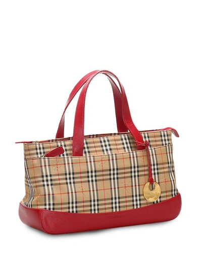 Pre-owned Burberry Haymarket Check Tote Bag In Neutrals