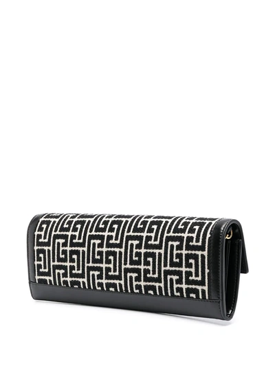 Shop Balmain 1945 Heritage Monogram Jacquard Wallet In Black