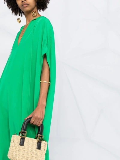 Shop Victoria Beckham Keyhole-neck Silk Kaftan In Green