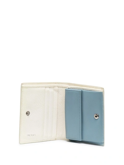 Pre-owned Prada Logo Patch Compact Wallet In Neutrals