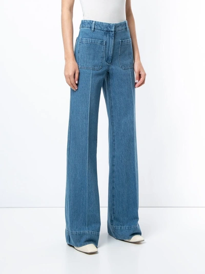 Shop Victoria Beckham High-waisted Flared Jeans In Blue
