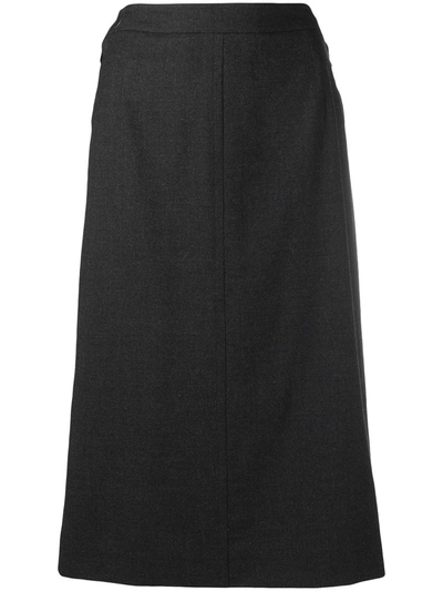 Pre-owned Hermes 1990s  Straight-fit Midi Skirt In Grey