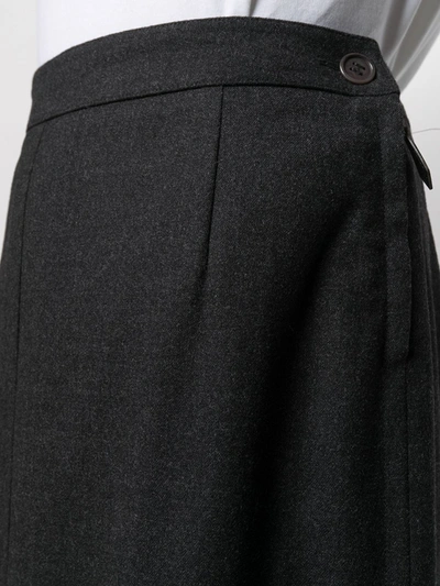 Pre-owned Hermes 1990s  Straight-fit Midi Skirt In Grey