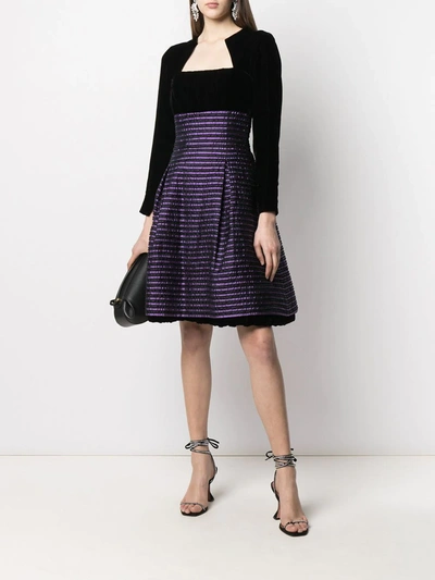 Pre-owned Dior 1990s  Striped Flared Dress In Black