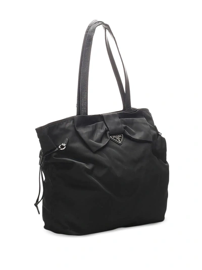 Pre-owned Prada Bow-detail Tote Bag In Black