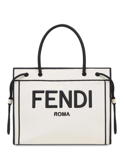 Shop Fendi Medium  Roma Shopper Bag In Neutrals