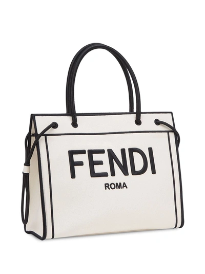 Shop Fendi Medium  Roma Shopper Bag In Neutrals