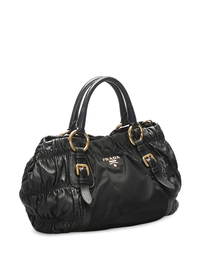 Pre-owned Prada Gaufre Top-handle Bag In Black