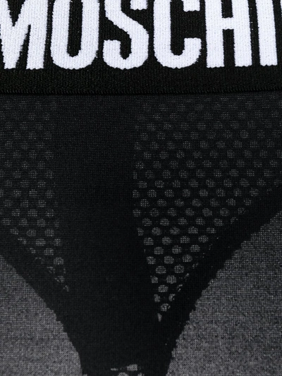 Shop Moschino Logo-waistband Thong In Black