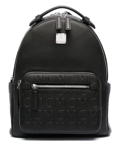 Shop Mcm Logo Zipped Backpack In Black