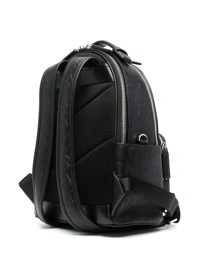 Shop Mcm Logo Zipped Backpack In Black