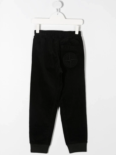 Shop Stone Island Junior Corduroy Tapered-leg Trousers In Black