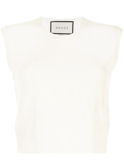 Shop Gucci Monogram Knitted Vest In White
