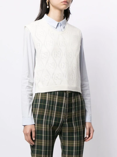 Shop Gucci Monogram Knitted Vest In White