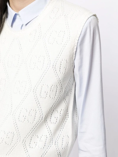 Shop Gucci Monogram Knitted Vest In White