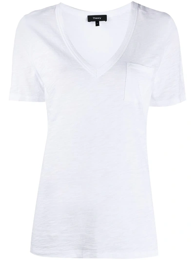 Shop Theory V-neck Cotton T-shirt In White