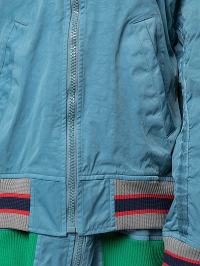 Shop Kolor Striped Rib Bomber Jacket In Blue