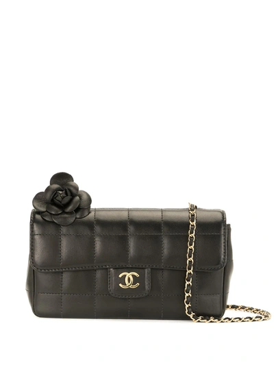 Pre-owned Chanel 2003 Camellia Choco Bar Shoulder Bag In Black