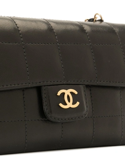 Pre-owned Chanel 2003 Camellia Choco Bar Shoulder Bag In Black