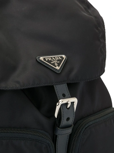 Pre-owned Prada Triangle Logo Drawstring Backpack In Blue