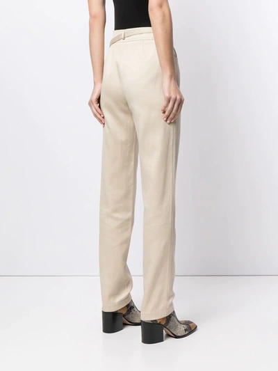Pre-owned Chanel Buckled Straight-leg Trousers In Neutrals
