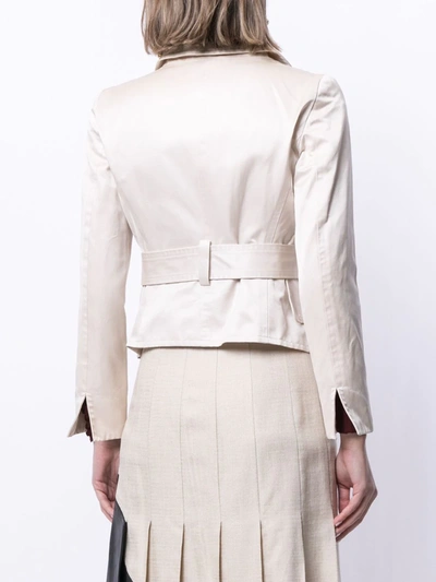 Pre-owned Celine  Belted Single-breasted Blazer In Neutrals