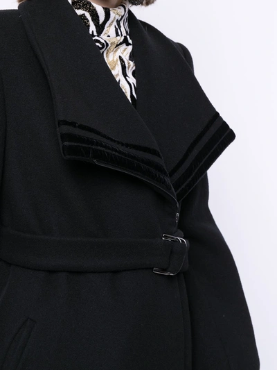 Pre-owned Giorgio Armani High-neck Belted Coat In Black