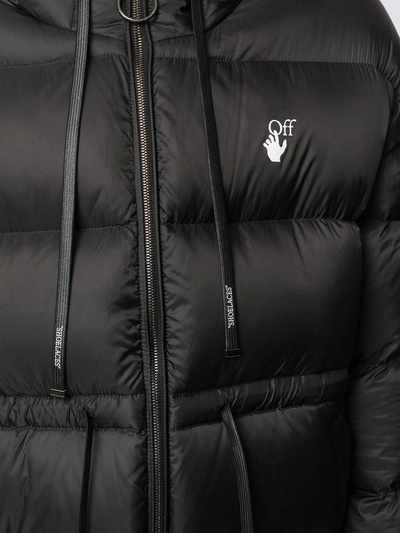 Shop Off-white Hooded Short Padded Coat In Black