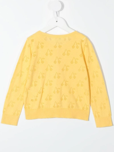 Shop Bonpoint Cherry Intarsia Knit In Yellow