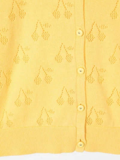 Shop Bonpoint Cherry Intarsia Knit In Yellow